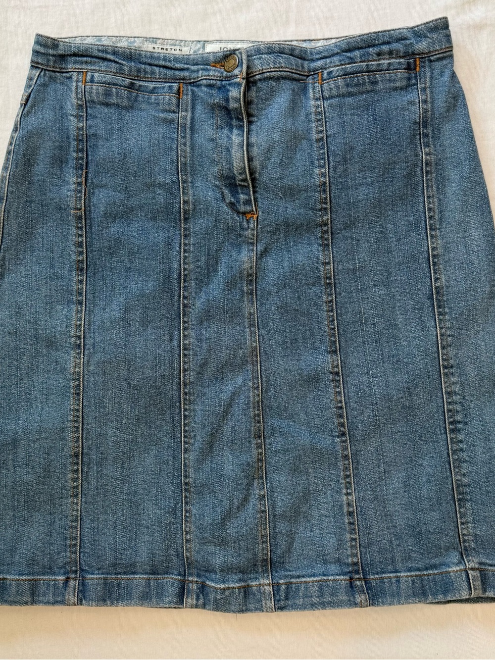 Vintage Jones Sport Stretch Blue Denim A-Line Midi Skirt - Women's